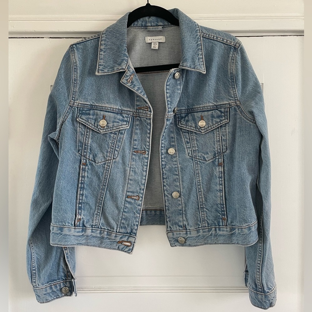 Topshop Blue Jean Jacket with Classic Collar
